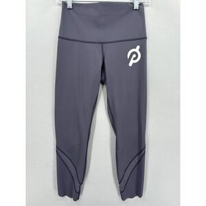 Lululemon Peloton Leggings 4 Gray High Rise Crop Wunder Under Scallop Foldover